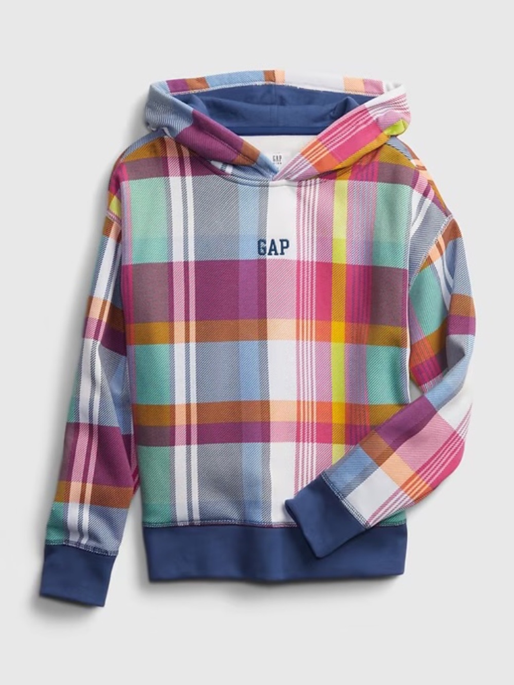 NWT Gap Kids Plaid Girls Hoodie Sweatshirt Pullover purple Multi Color Size 4T